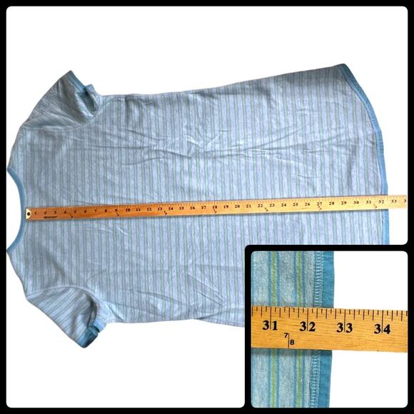 Sonoma Striped Mid Weight Short Sleeve Sleep Tee Shirt Size L Blue Gray Yellow - Picture 9 of 11